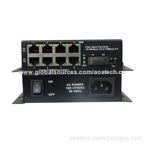 Fiber Optic Switch, with 8 Ports, 10M/100Mbps Adaptive Ethernet Port, Auto MDI/MDIX